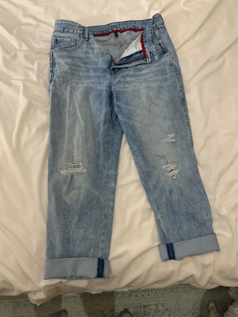 White House Black Market Light Blue Distressed Boyfriend Jeans